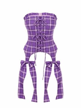 ❌SOLD❌Selkie A La Mode Corset Girls’ School Plaid Purple L NWT